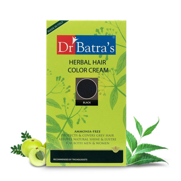 Herbal Hair Color Cream with Natural Ingredients - Black - Dr Batra's