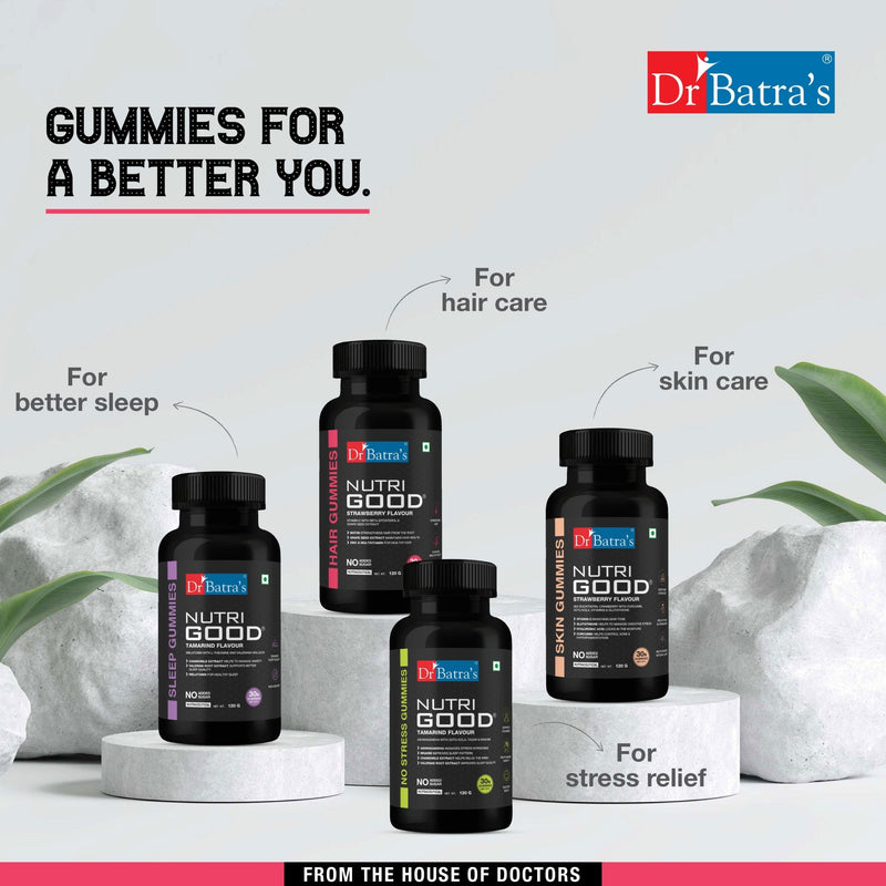 Dr Batra's Nutrigood Biotin Hair Gummies for Strong & Healthy Hair with Grape Seed Extract, Vitamins & Zinc for Nourishment & Protection - Pack of 30 Gummies - Dr Batra's