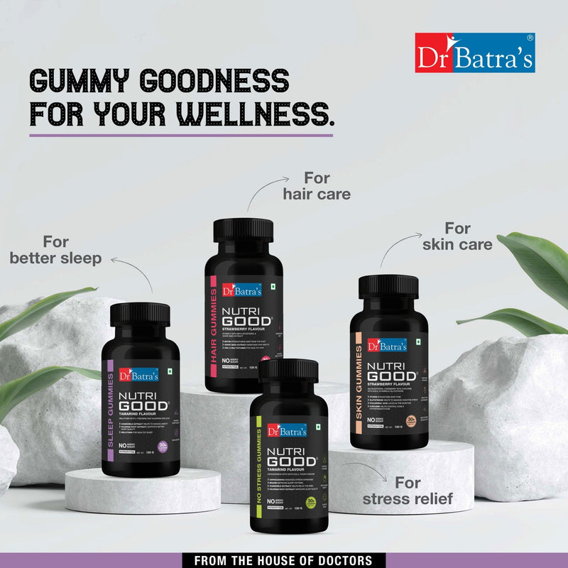 Dr Batra's Nutrigood Melatonin Sleep Gummies for Falling Asleep Faster | Fortified with with L - Theanine & Chamomile to Ease Anxiety & Wake Up Fresh - Pack of 30 Gummies - Dr Batra's