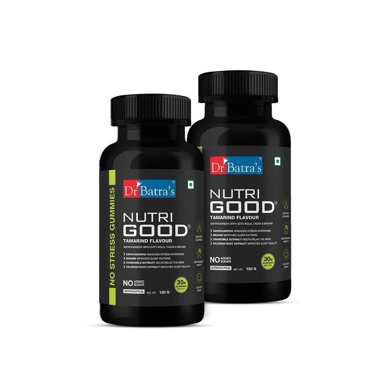 Dr Batra's Nutrigood No stress Gummies for Relaxation & Mental Wellness | Fortified with Ashwagandha, Brahmi & Chamomile for Stress Relief - 30 nos - Dr Batra's