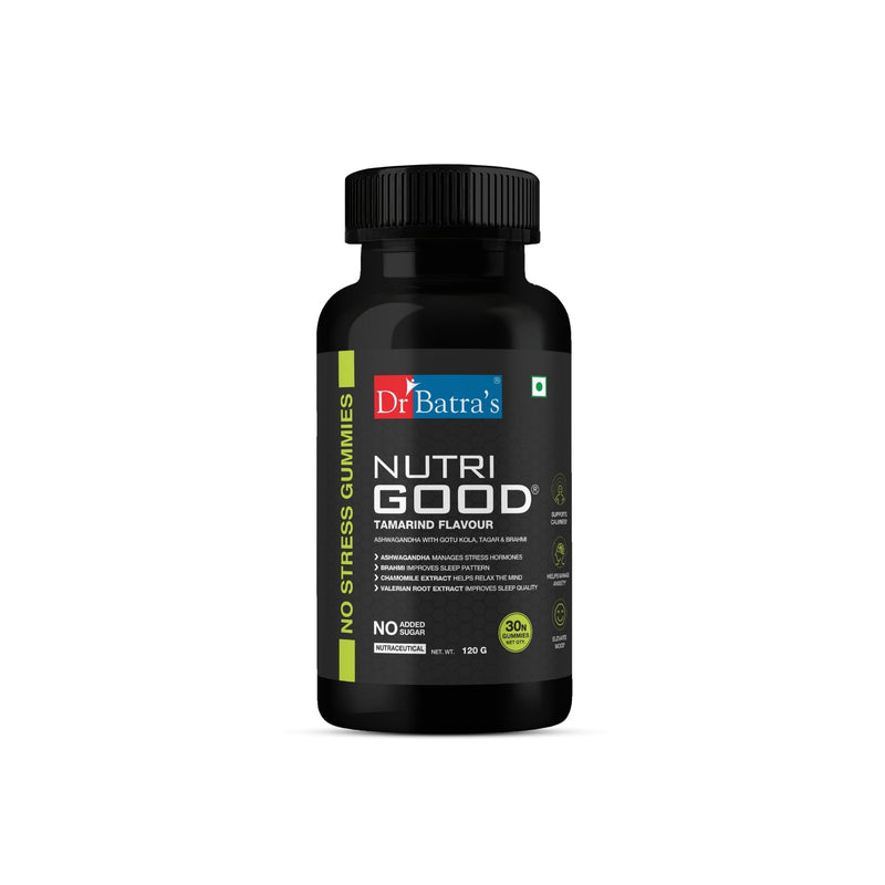 Dr Batra's Nutrigood No stress Gummies for Relaxation & Mental Wellness | Fortified with Ashwagandha, Brahmi & Chamomile for Stress Relief - 30 nos - Dr Batra's