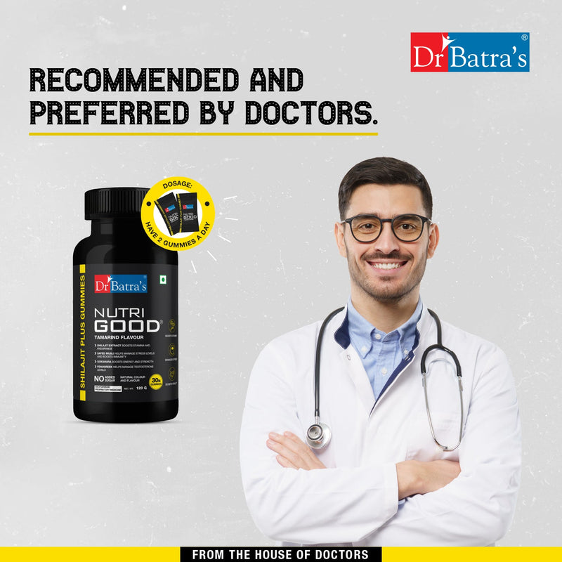 Dr Batra’s NutriGood Shilajit Plus Gummies – Boosts Stamina, Manages Stress & Enhances Vitality - 30 Gummies - Dr Batra's