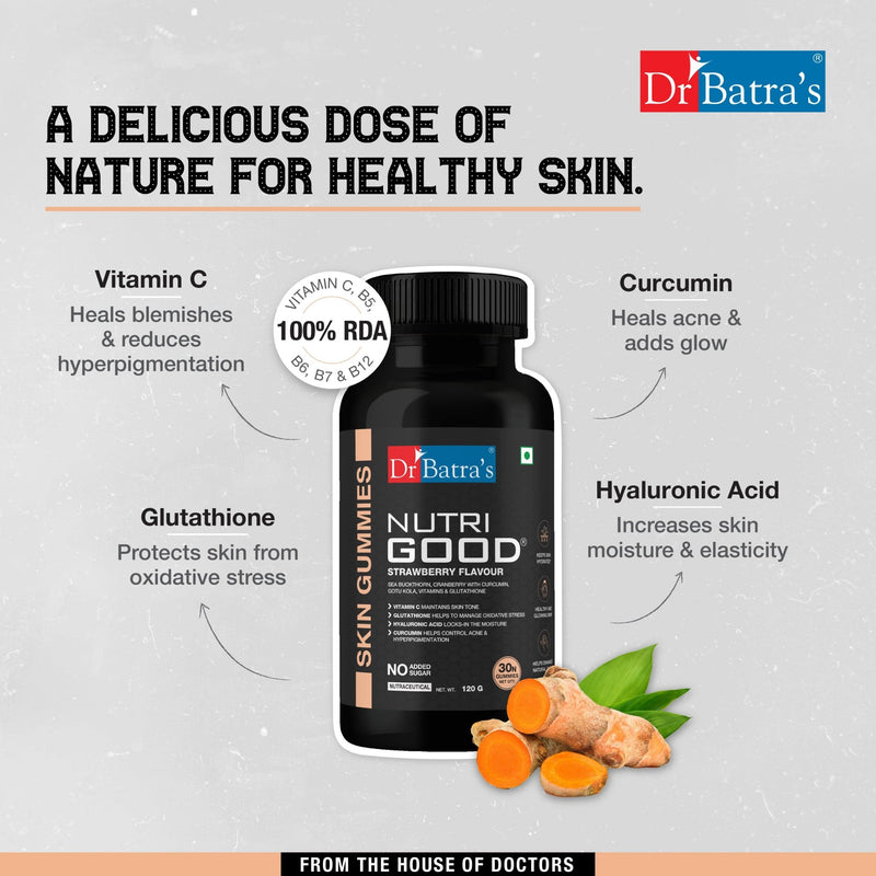 Dr Batra's Nutrigood Skin Gummies for Wrinkle - Free Ageless Skin | Pack of 30 Gummies - Dr Batra's