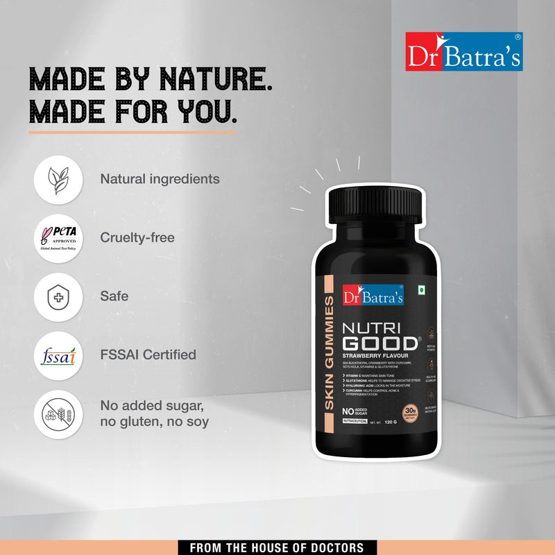 Dr Batra's Nutrigood Skin Gummies for Wrinkle - Free Ageless Skin | Pack of 30 Gummies - Dr Batra's
