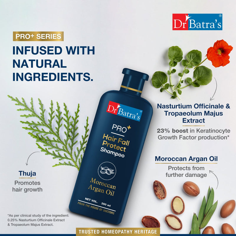 Dr Batra's PRO+ Hair Fall Protect Shampoo | Sulphate Free Shampoo | Moroccan Argan Oil Shampoo for Men & Women - Dr Batra's