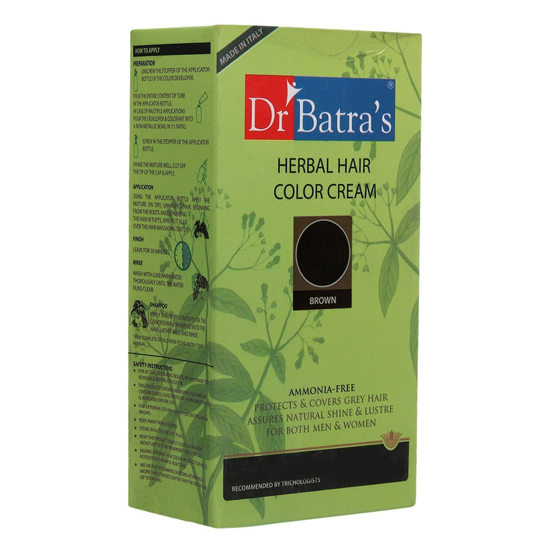 Herbal Hair Colour Cream with Natural Ingredients - Natural Brown - Dr Batra's