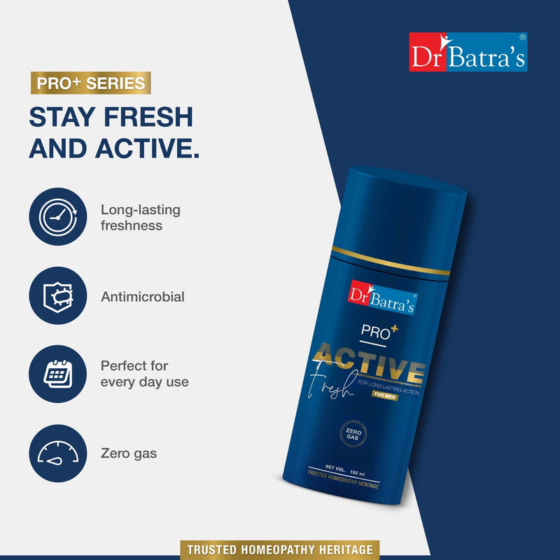 Dr Batra's Pro+ Active Fresh Deodorant for Men, Unleash a Refreshing Scent with Long-lasting Effect - 150 ml - Dr Batra's
