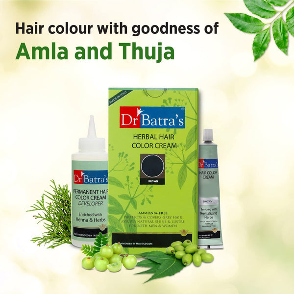 Herbal Hair Colour Cream with Natural Ingredients - Natural Brown Hair Colour - Dr Batra's