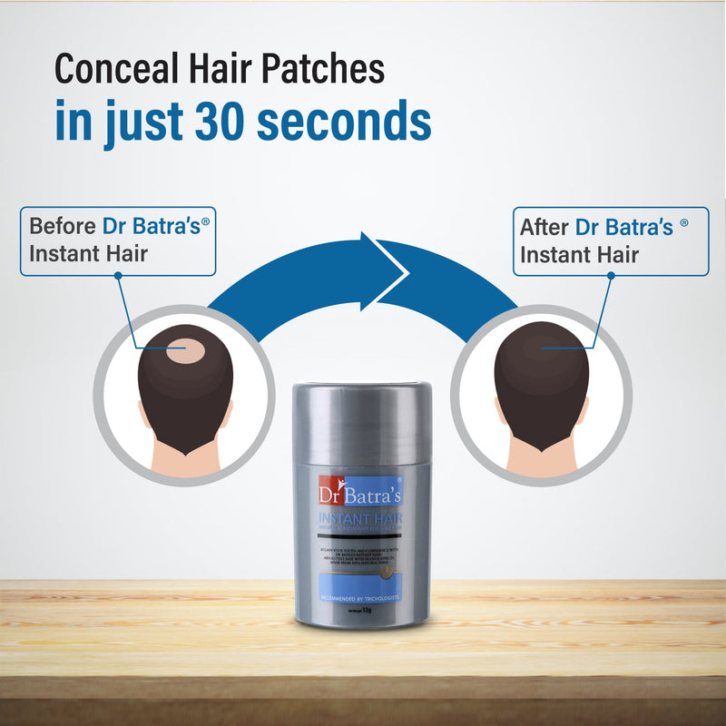 Instant Hair Natural keratin Hair Building Fibre Dark Brown - Pack Of 2 - Dr Batra's