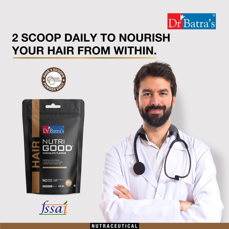 NutriGood + Pouch | Chocolate Flavored | For Hair Care | Nutraceutical for Men & Women - Dr Batra's
