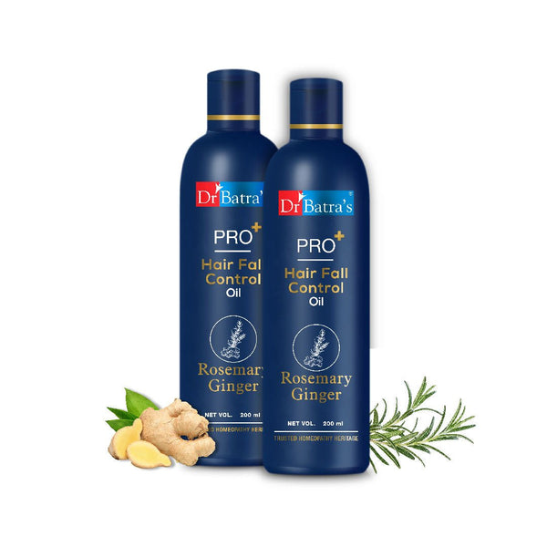 PRO+ Hair Fall Control Oil, Nourishes Scalp, Boosts Hair Growth. Contains Ginger, Rosemary, Thuja Extracts - Pack of 2 - Dr Batra's